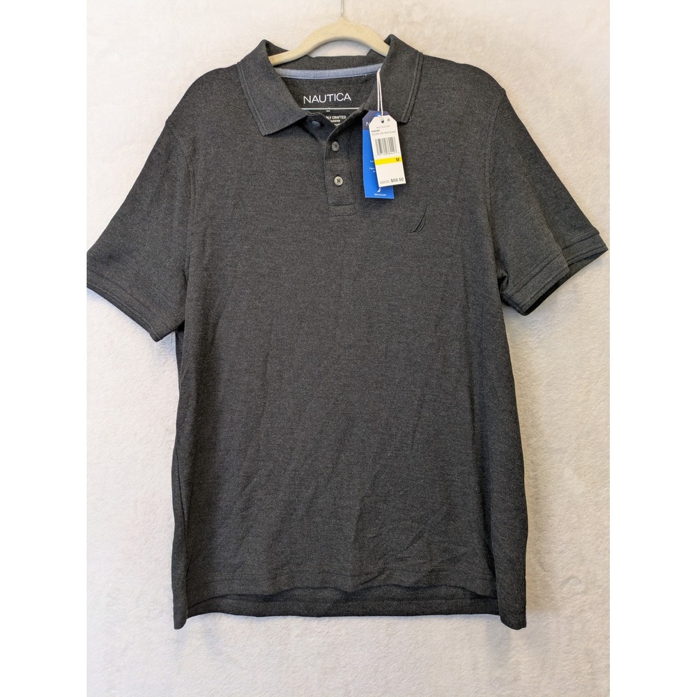Nautica Mens Sustainably Crafted Polo Shirt True Black K46090 Size Medium NWT